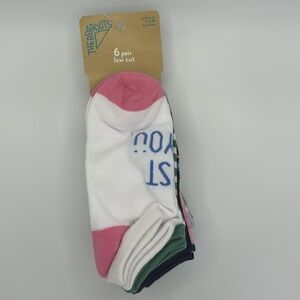 Girls 6 Pairs Low Cut Socks Large (4-10)